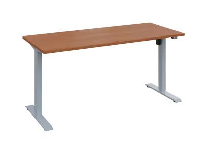 Flexi 27-16 výškově nastavitelný stůl, kovová podnož stříbrná, deska 25 mm, široký 1600 mm, olše jantar